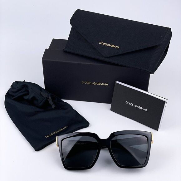 SALE! NEW D&G DG6165  501/87 Black Dark Gray Square Women Sunglasses